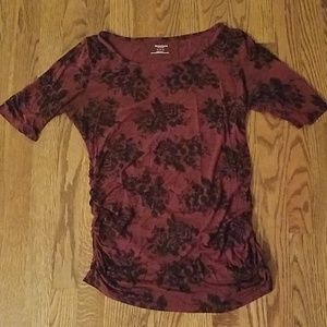 Stylish Fitted Wine Colored Maternity Top